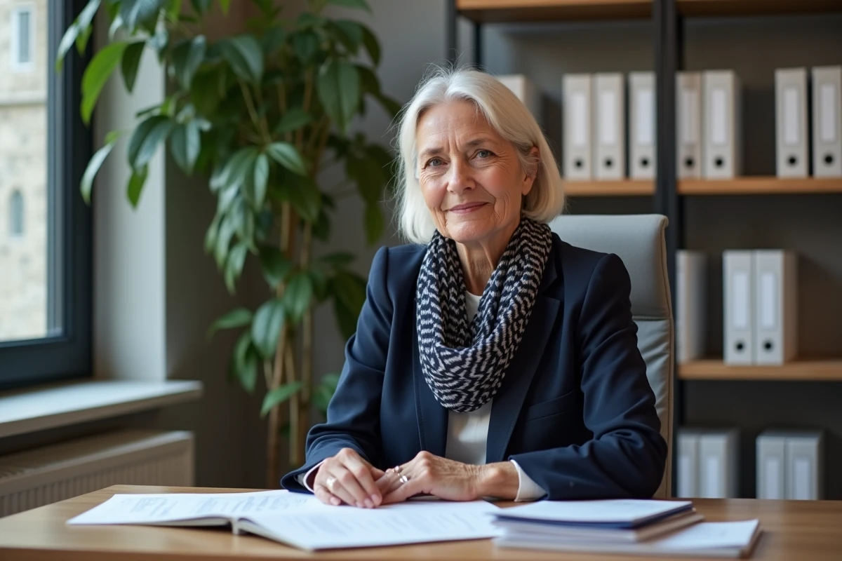 Femme d age dans une agence immobiliere à Belfort